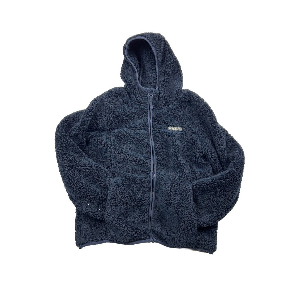 Eddie Bauer Sherpa Fullzip Hooded Jacket Kids S Blue Pockets Fluffy Soft
